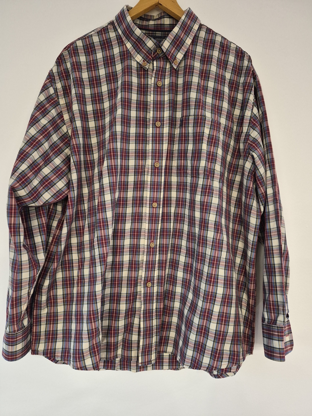 Arrow Men's Plaid Button-Down Shirt in White, Red & Blue